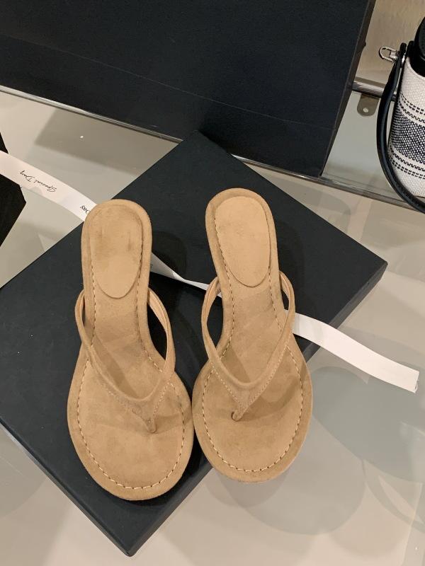 

Flip-flops female summer outer wear temperament suede fairy style retro design kitten and toe sandals 40