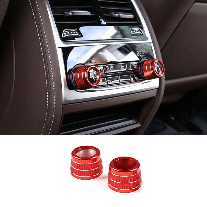 Fit For BMW 7 Series 2016-  Red Aluminum Rear Ac Knob Cover Trim 2PCS