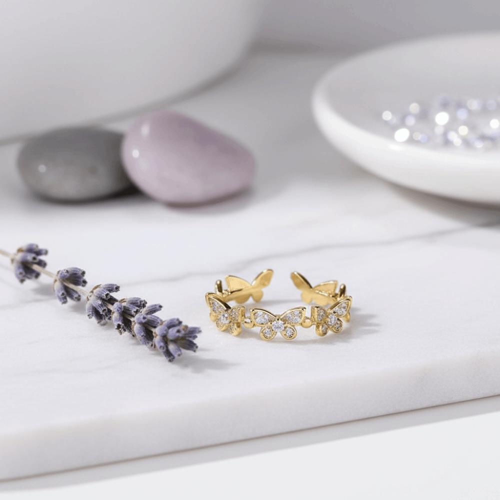Vintage Butterfly Rings Dainty Jewelry Finger Rings Stackable Zircon Rings Gifts For Girls