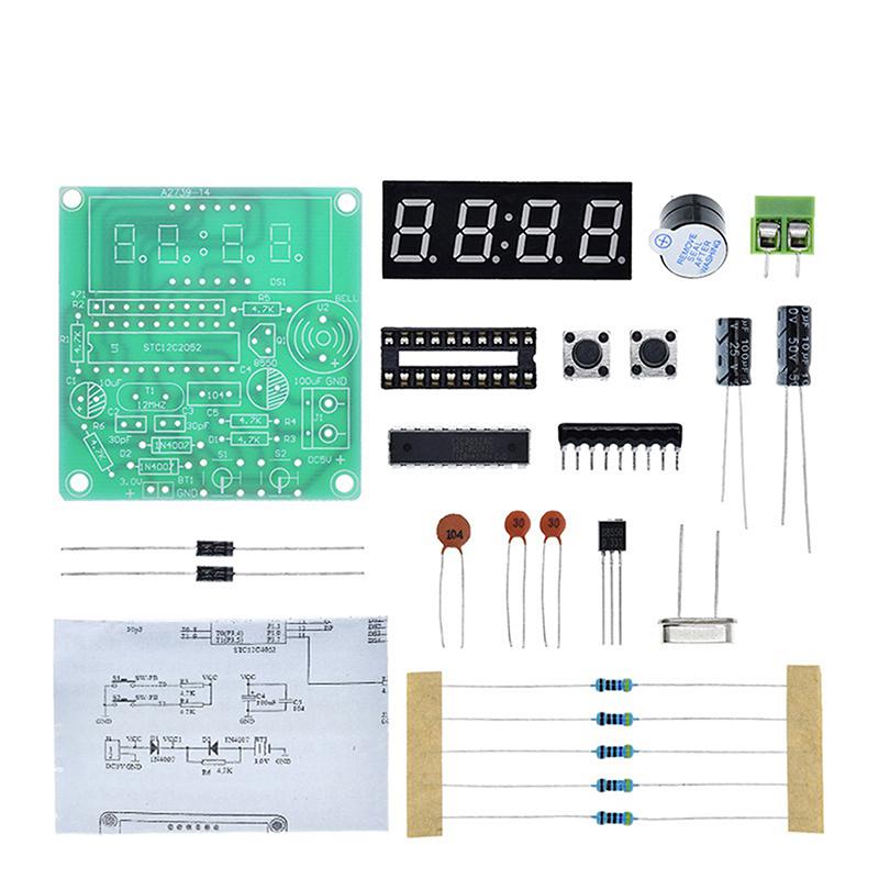 AT89C2051 Digital LED Display 4 Bits Electronic Clock Electronic Production Suite DIY Kit DC3.7V-5.5V Four-digit Clock Kit