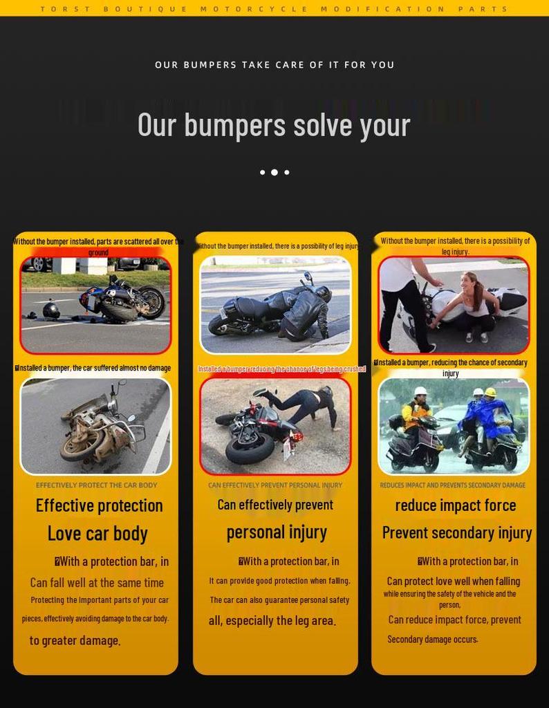 QJ 250 Sports Car Bumper Guard for Single/Double-Cylinder Racing, QJ250GS-29E Anti-Fall Bar Modification.