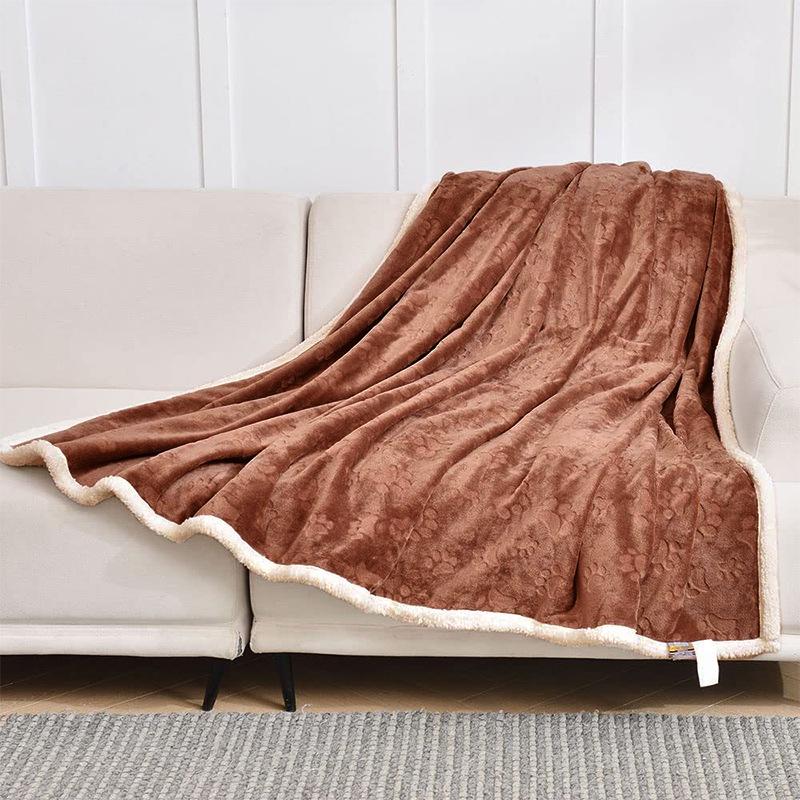 Pet Waterproof Sherpa Blanket - Paw Print Design, All-Season Warmth