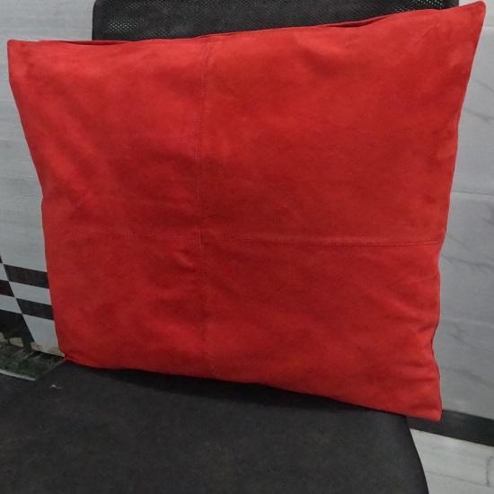 NOORA Genuine Lambskin Red Suede Leather Cushion Cover, Dining Cushion, Leather Car Seat Cover, Leather Throw Case, Gift Pillow Case