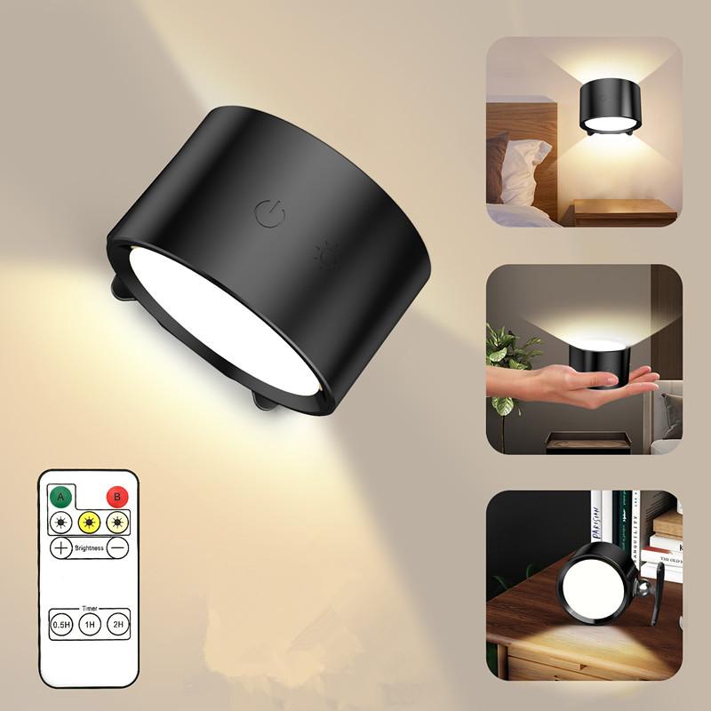 

LED Sconces Wall Mounted Lamps Remote Control Rechargeable Bedroom Bedside Reading Light