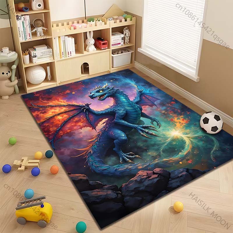 Multiple sizes Blue dragon in the sky Print Carpet Rug for Living Room Bedroom Sofa Doormat Home Decor Non-slip Floor Mat
