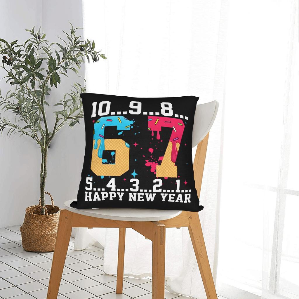 Six Seven 67 Meme Happy New Year Pillow Case Novelty Pillow Cover Print Pillowcases For Chair Sofa Home Decor