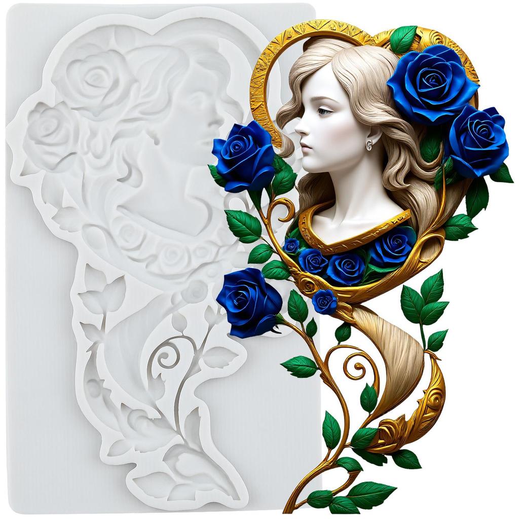 Rose Flower Lady Silicone Molds Lady Avatar Fondant Mold Cake Decorating Tools Cupcake Topper Candy Chocolate Gumpaste Mold