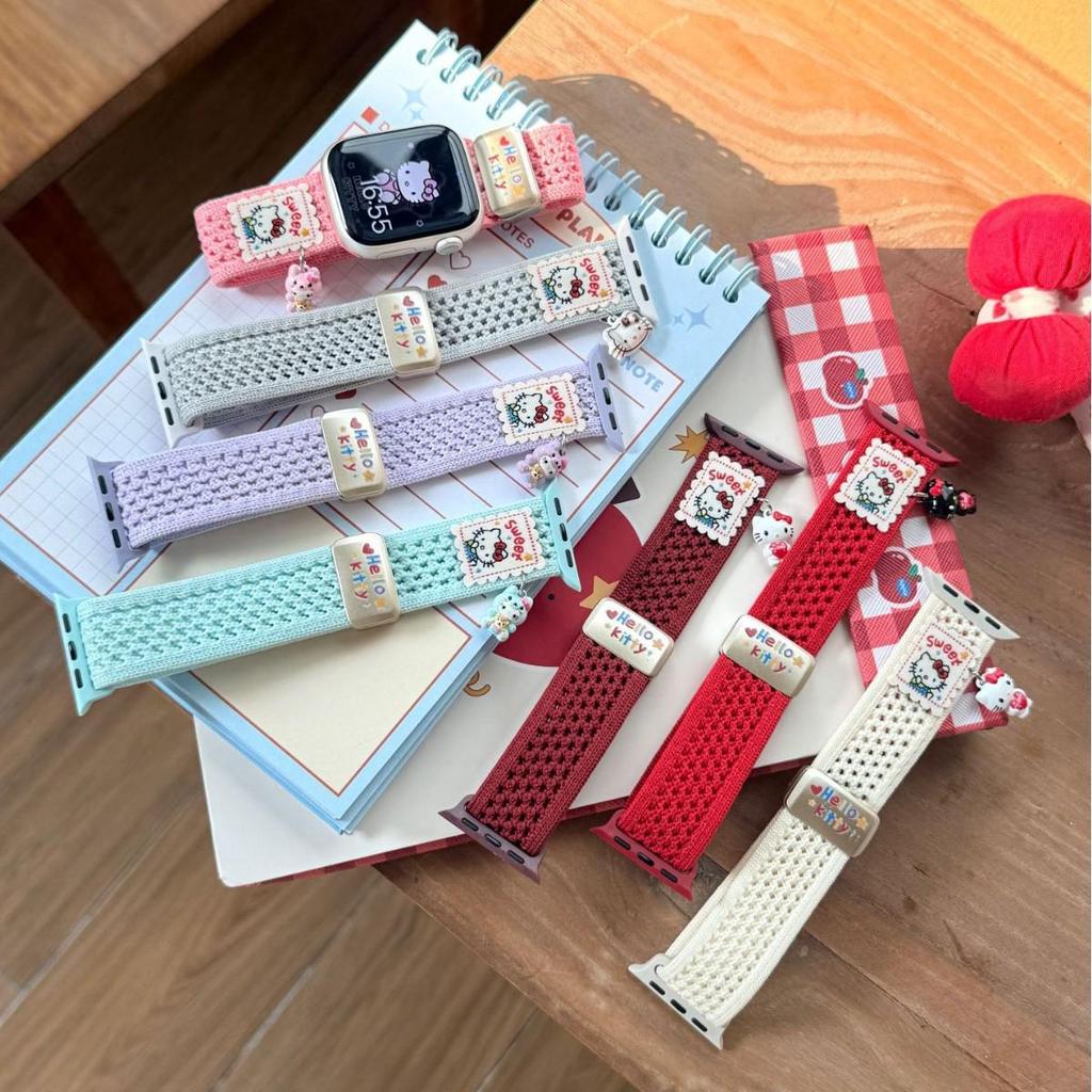Compatible Apple S11 Watch Band: Breathable Woven Cartoon Pendant with Magnetic Buckle for iWatch 1098765SE