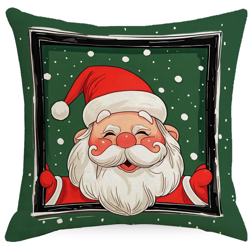 Neuer Weihnachts-Kissenbezug Niedlicher Weihnachtsmann Weihnachtsbaum-Druck Heim-Kissenbezug