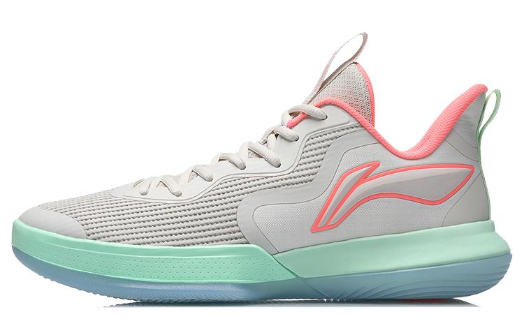 Li Ning Flash Basketball Shoes Men s Low Top Gray/Green/Pink ABCR007-1 44