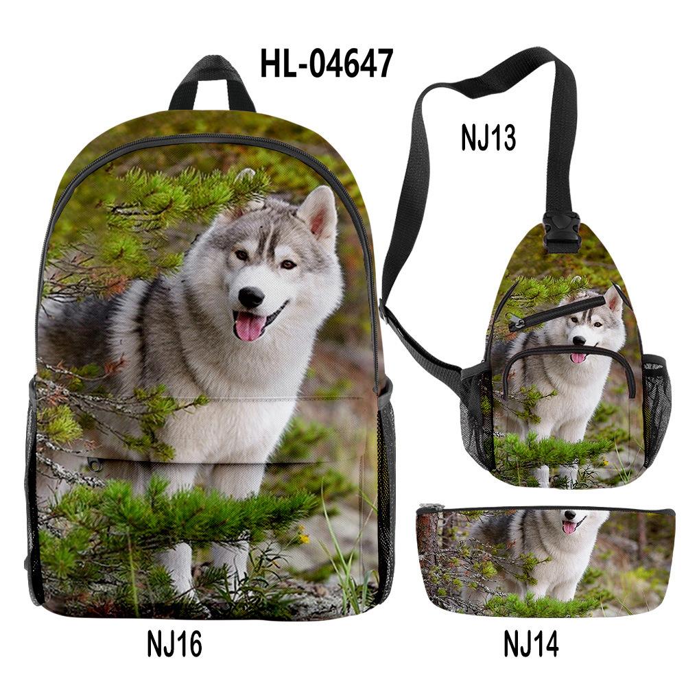 Traditionnel Créatif Cool cheval licorne Design 3D 3 pièces/Ensemble Apprenant Étudiant Sacs Sac à dos pour ordinateur portable Sac bandoulière Sac repas Pochette à crayons