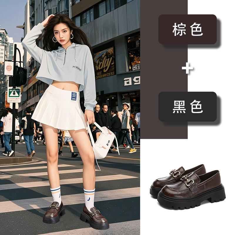Sheepskin pad loafers for women's 2025 spring new thick-soled heightening women's shoes fashion single shoes for women