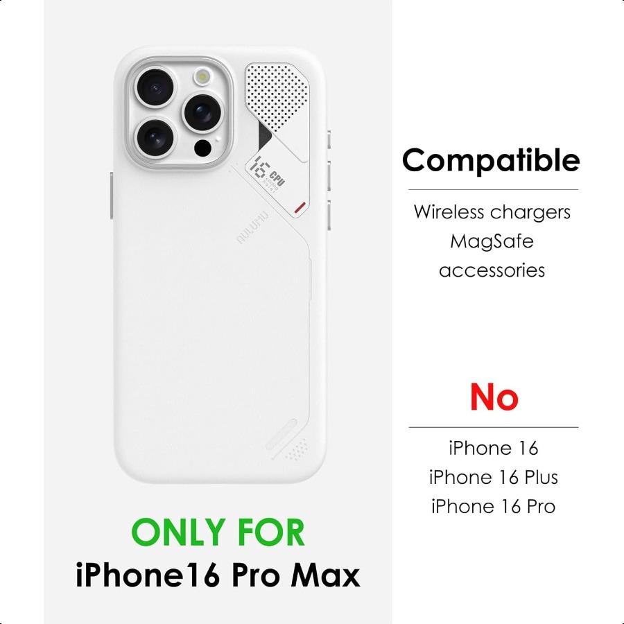 

Aulumu A16 Веганская кожа Охлаждение для чехла iPhone 16 Pro Max Обновленное управление камерой с охлаждающими ребрами Роскошный комфорт Совместимый United States