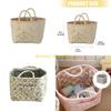 F26C Floral Pattern Quilted Cotton Storage Basket Foldable Lightweight with Handles for Home Laundry Toy Organization