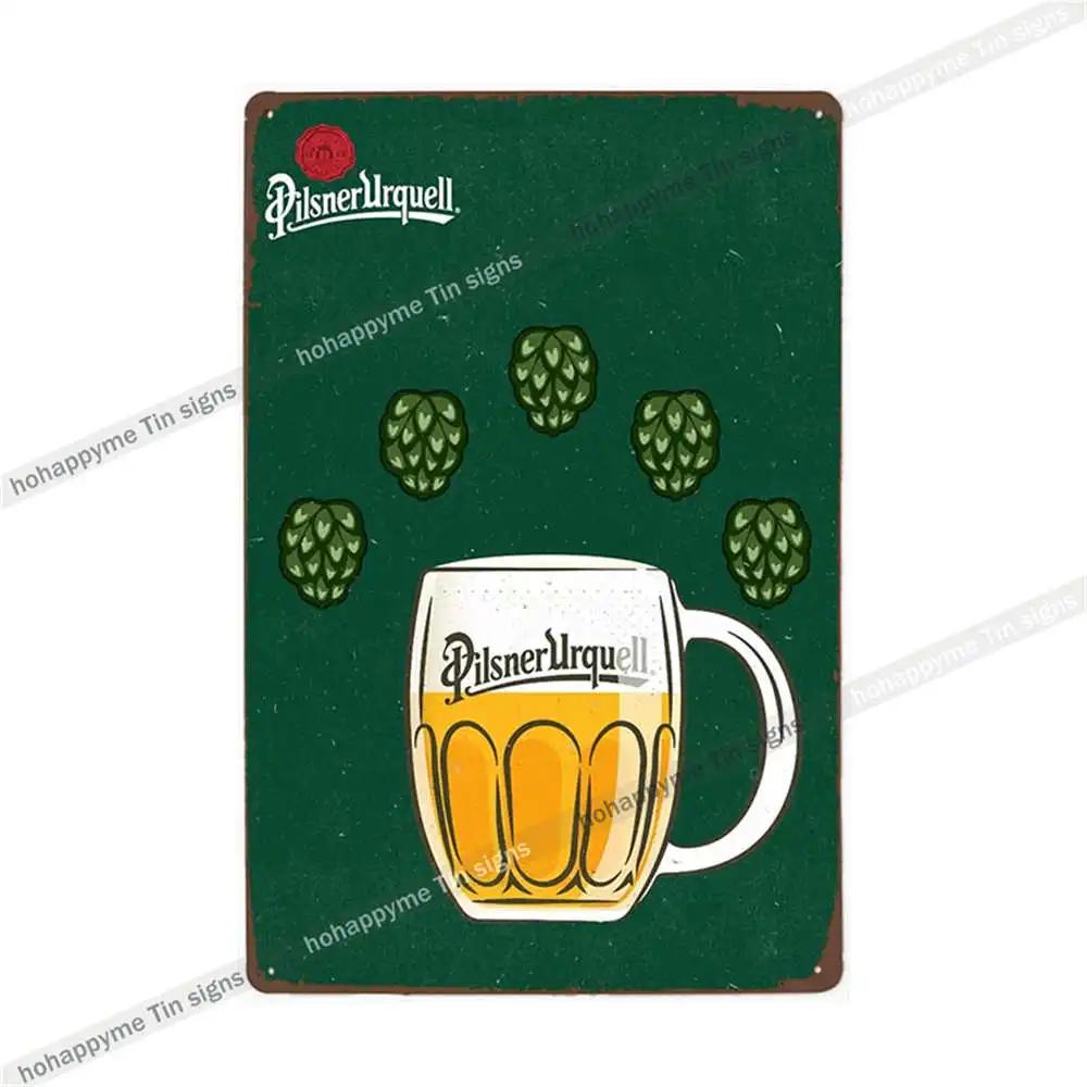 Pilsner Urquell Metal Wall Art Poster Belgium Beer Sign Vintage Bar Man Cave Club Tin Painting Decor Plaque Decoration 20x30cm