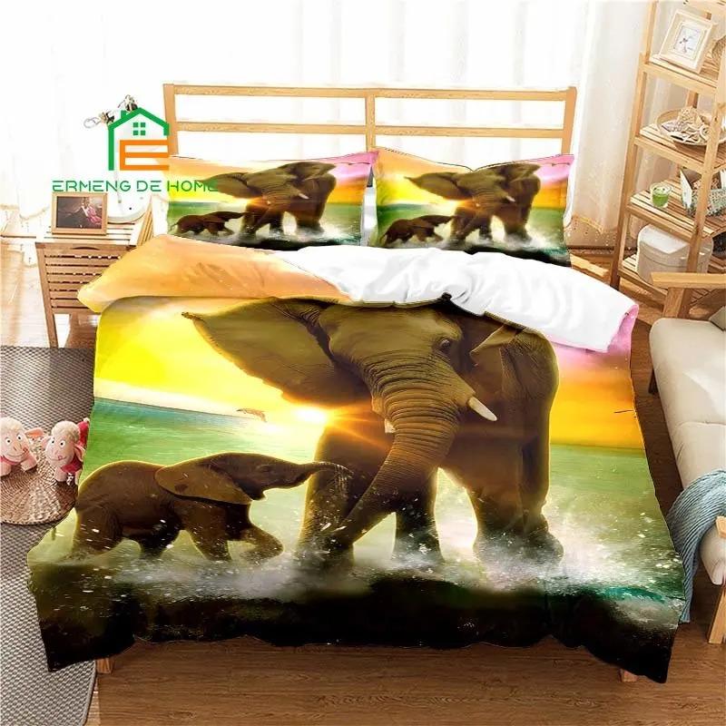 Animal Elephant Art Pattern Duvet Cover Set Bedding for Aldult Kids Bed Set Game Quilt Cover Comforter Cover Bedding Set