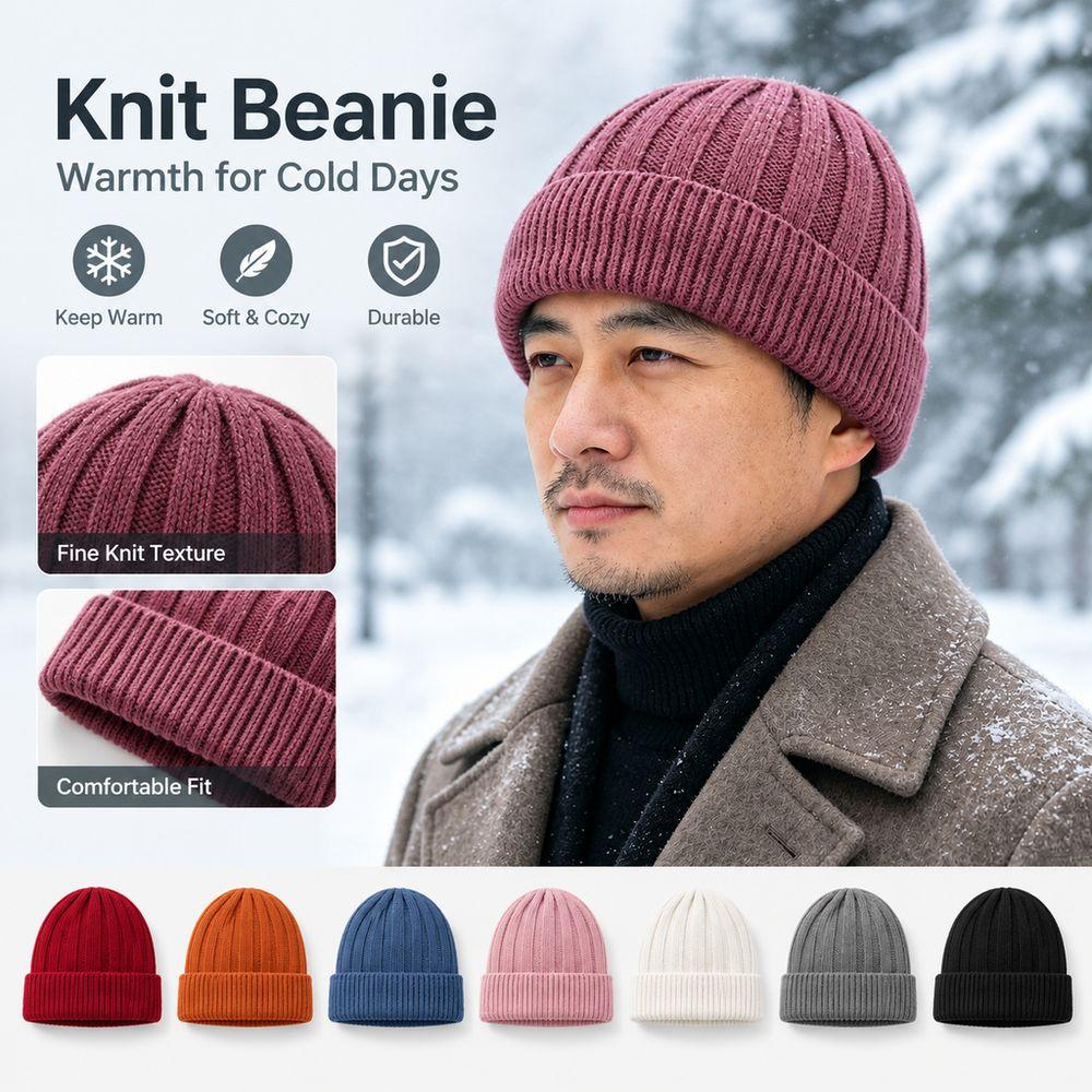 Thick Warm Fleece Lined Beanie Ear Protection Warm Skull Cap Fashion Winter Knit Hat Men Women