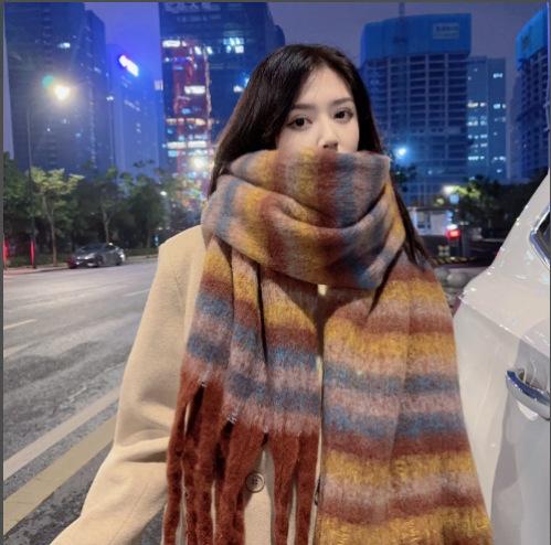 Autumn and winter plaid scarf women's winter high-end sense new versatile warm couple scarf shawl Korean explosion