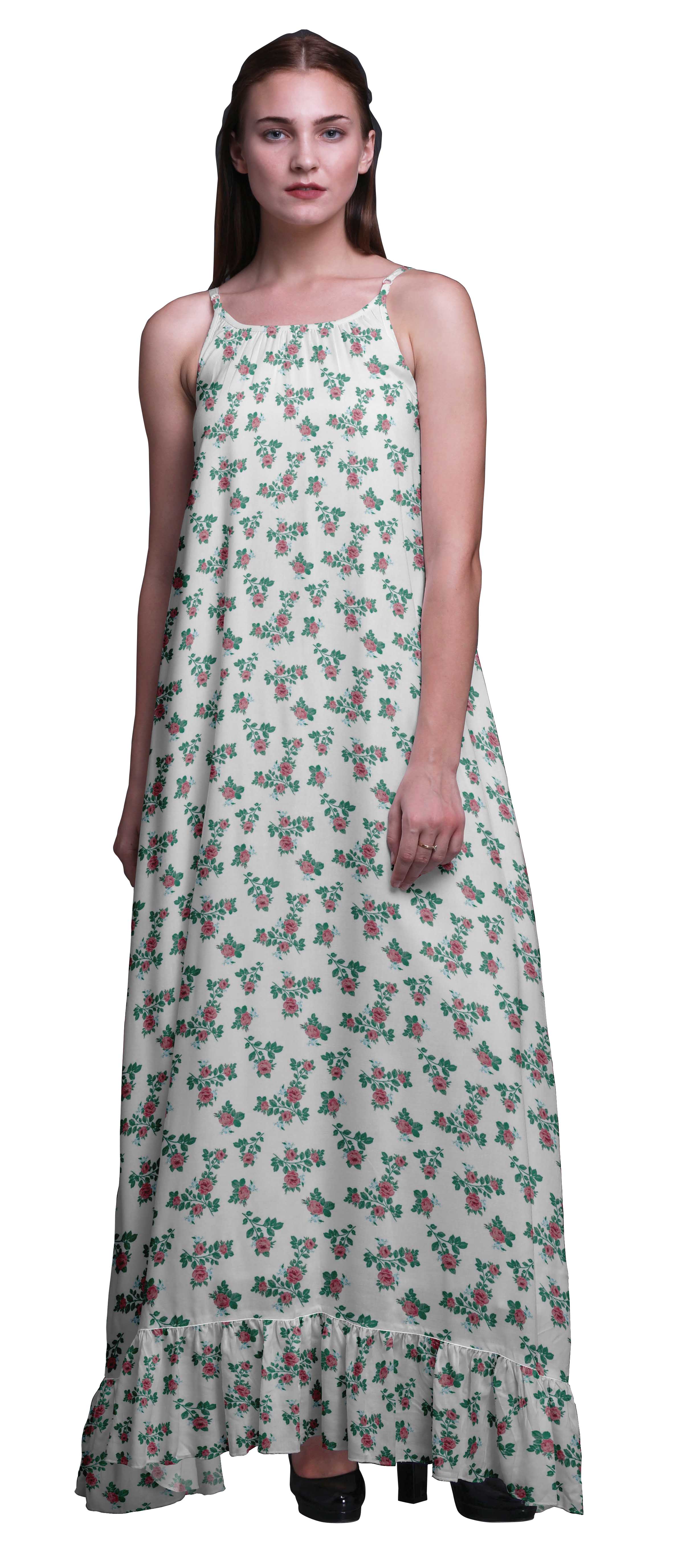 

Bimba Dirty Pink Leaves Berries Nightgowns For Women Rayon Printed Spaghetti Strap Womens Nightwear Lingerie XXX-Large білий