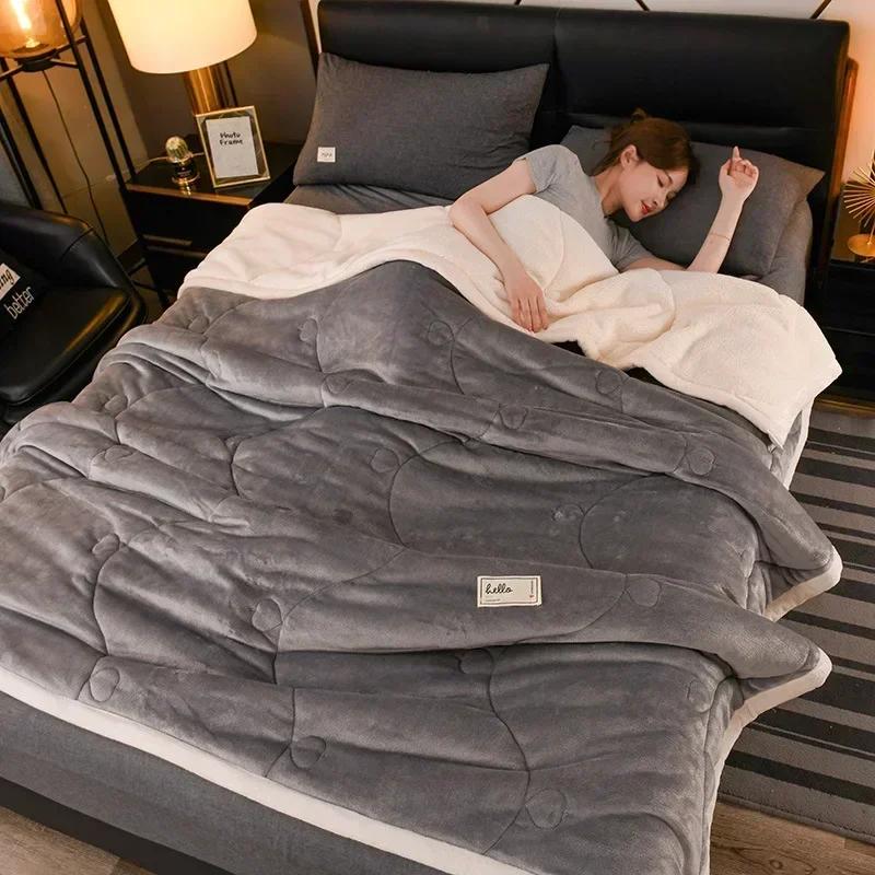 2025 NEW Winter Keep Warm Wool Throw Blanket for Sofa Winter Blanket King Size Home Warm Plaid Comforter Bedspread Bedding Sheet