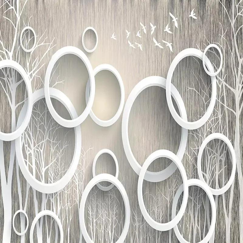 Modern Abstract Wallpaper Art Circle Forest Photo Wall Mural Living Room Tv Sofa Background Wall Painting Frescoes