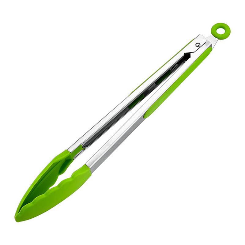 9/12Inch Silicone Food Tongs Nonslip Cooking Clip Salad Serving Kitchen Tong Stainless Steel Grill Tongs Heat Resistant BBQ Tool