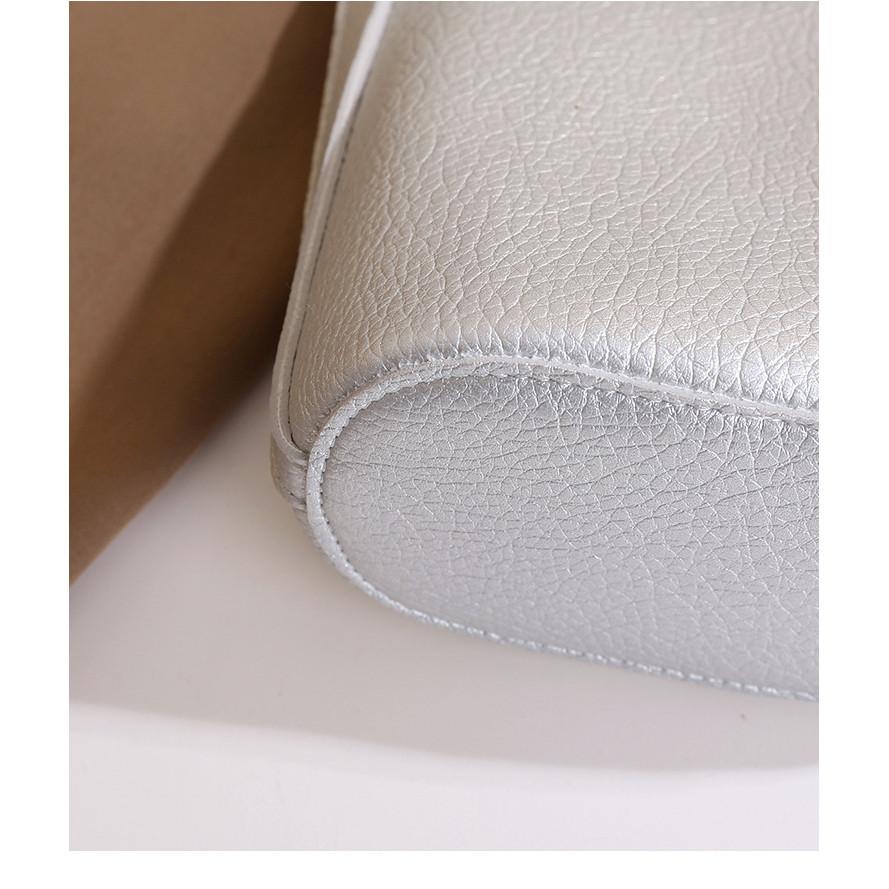 Ielgy Pearl Silver High-End Soft Leather Cross-Body All-Match Simple Ladies Mobile Phone Bag