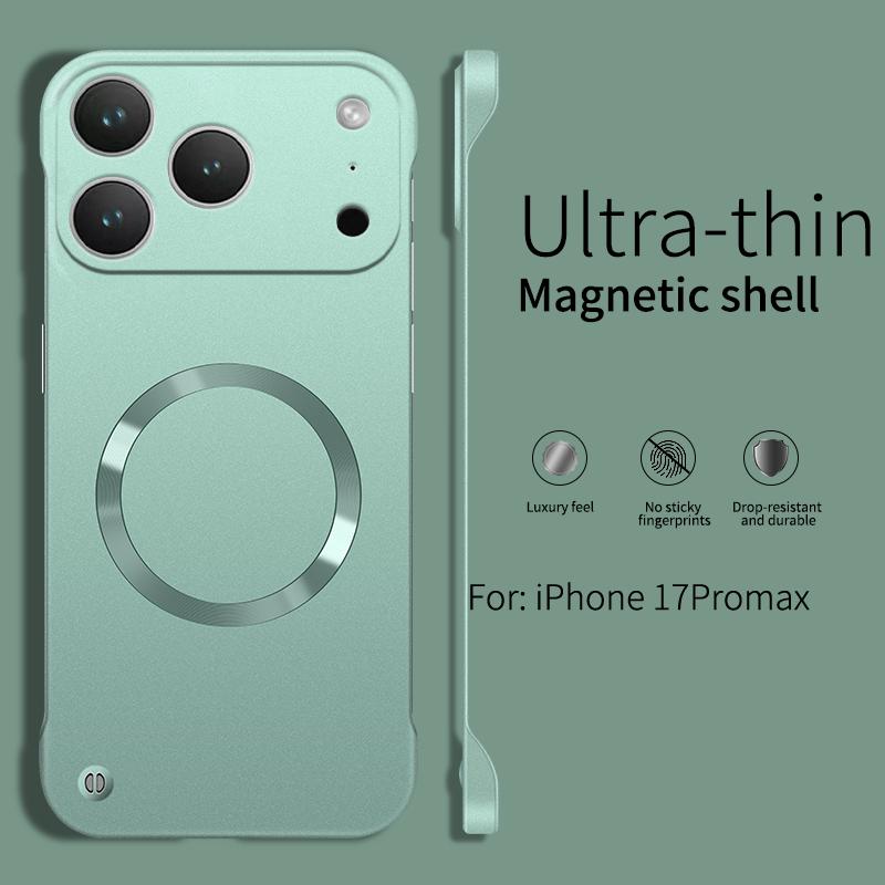 

UltraThin Metallic Paint For Magsafe Magnetic Case For iPhone 17 Air 16 15 14 13 12 Pro Max Plus Frameless Cooling PC Hard Cover iPhone 12