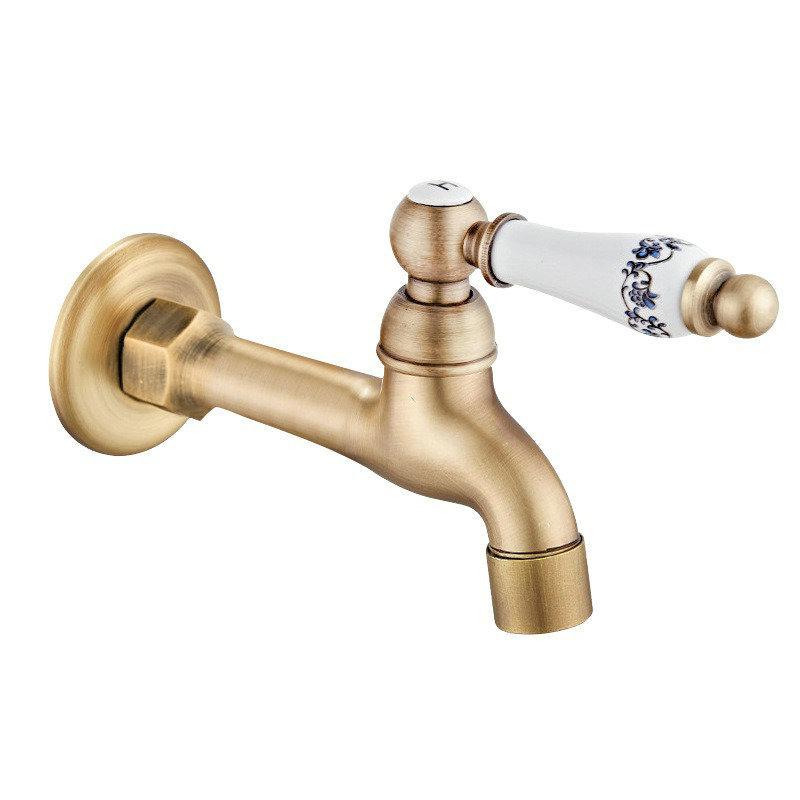 Grifo para Fregadero de Mopa de Estilo Europeo de Doble Uso con Rociador de Apertura Rápida - Agua Fría Única, Uno Entra Dos Salen