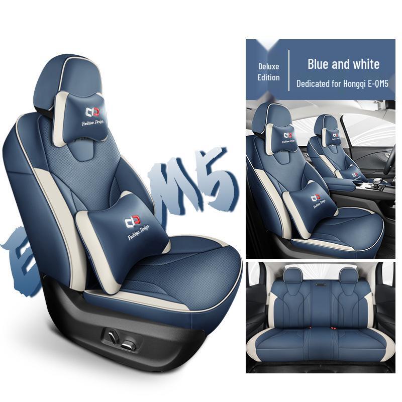 QQG Sport Leather Seat Cushion for FAW Hongqi E-QM5 - All-Season Full Wrap Cover