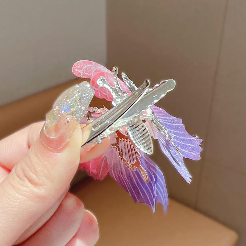 Colorful Glitter Big Butterfly Hair Clip Beautiful Moving Wings Pearl Hairpin For Girls Sweet Hairgrip Barrette Hair Accessories