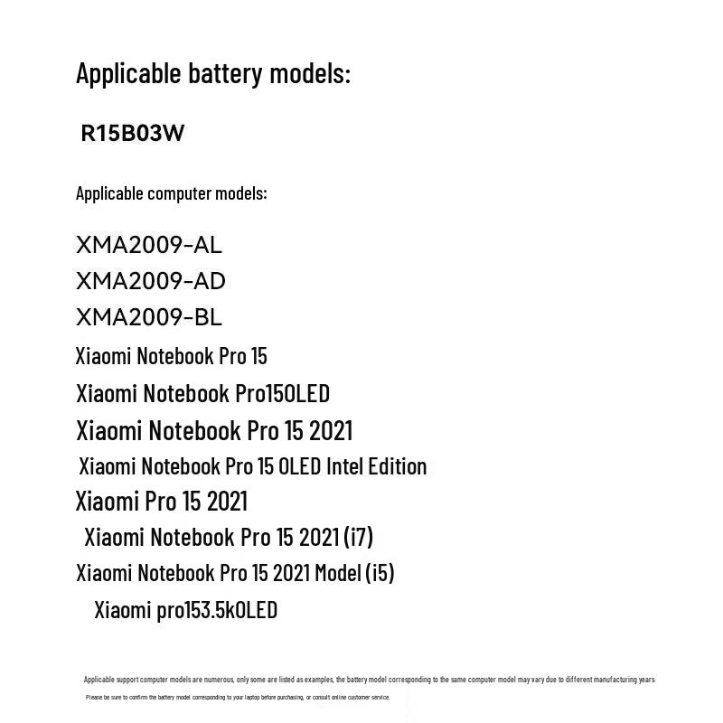 llano Replacement Battery for Xiaomi Pro 15 Laptops