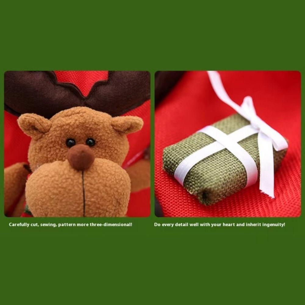 Linen Christmas Gift Bags 3D Drawstring Candy Bags Unique Cute Pattern Gift Bag Home Decor