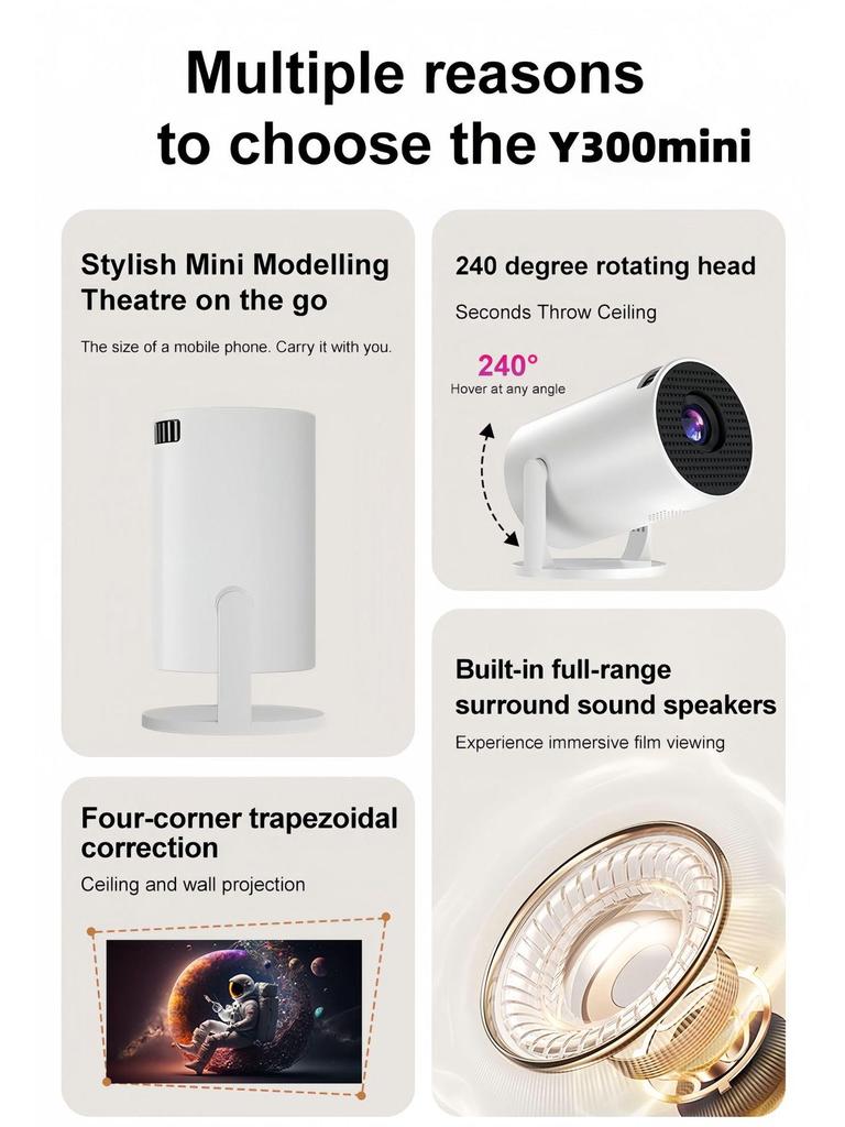 HY300 Mini Wireless Home & Car Projector