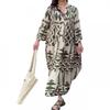 2026 Cross-border Plus Size European & American Women's Bohemian Print Pullover Dress for Autumn