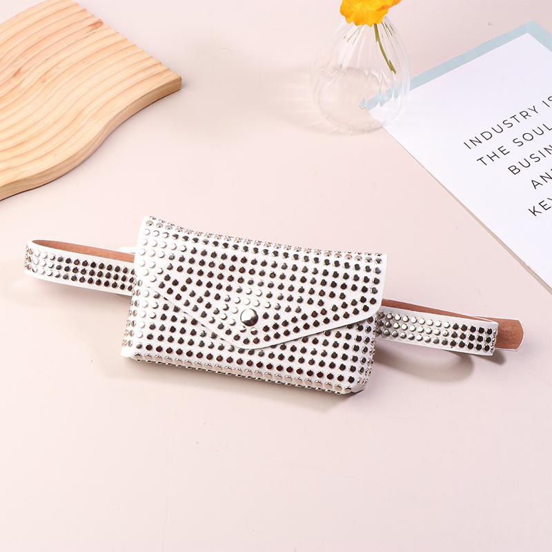  Luxury Rivet Waist Bag Pu Leather Chest Bag Trendy Punk Fanny Small Belt Bag Phone Bags Purse For Women Girls Gifts