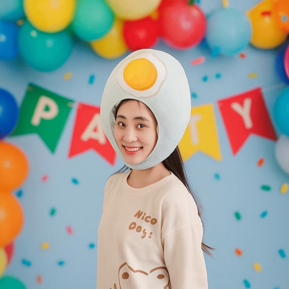 Plush Duck Egg Head Cover Unique Cartoon Head Cover Novelty Plush Head Cover  Photo Prop