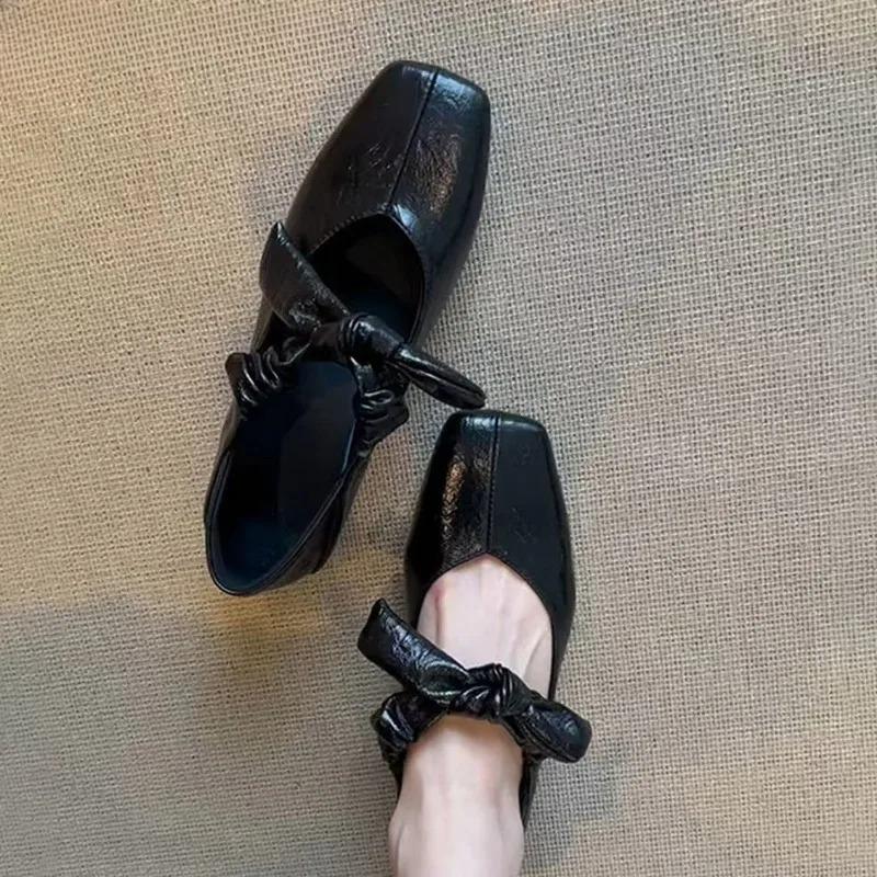 Fashion Mary Janes Ballet High Heels Shoes Women Square Toe Sandals 2025 Trend Loafers Summer Elegant Shallow Dress Zapatos De Mujer
