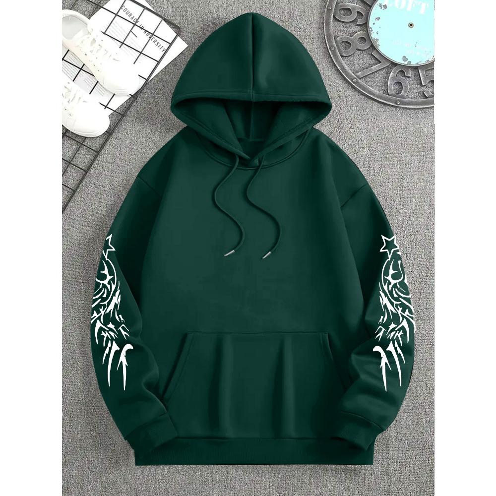 Dark Style Pattern Print Men'S Fashion Hooded Sweatshirt, Casual Versatile Hoodie