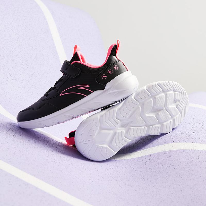 Anta Kids Vitality Trendy Versatile Lightweight Shock Absorption Low-Top Running Shoes Kids Running Shoes Black Pink A22435568-6
