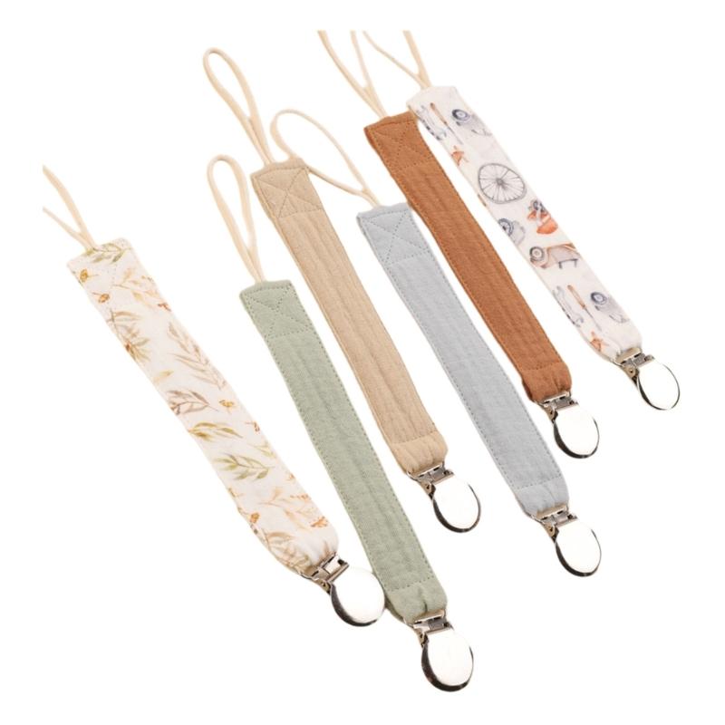6Pcs Baby Pacifier Strap Baby Soother Chain Newborns Dummy Chain Clip Baby Product Cotton Teether Pacifier Strap Holder