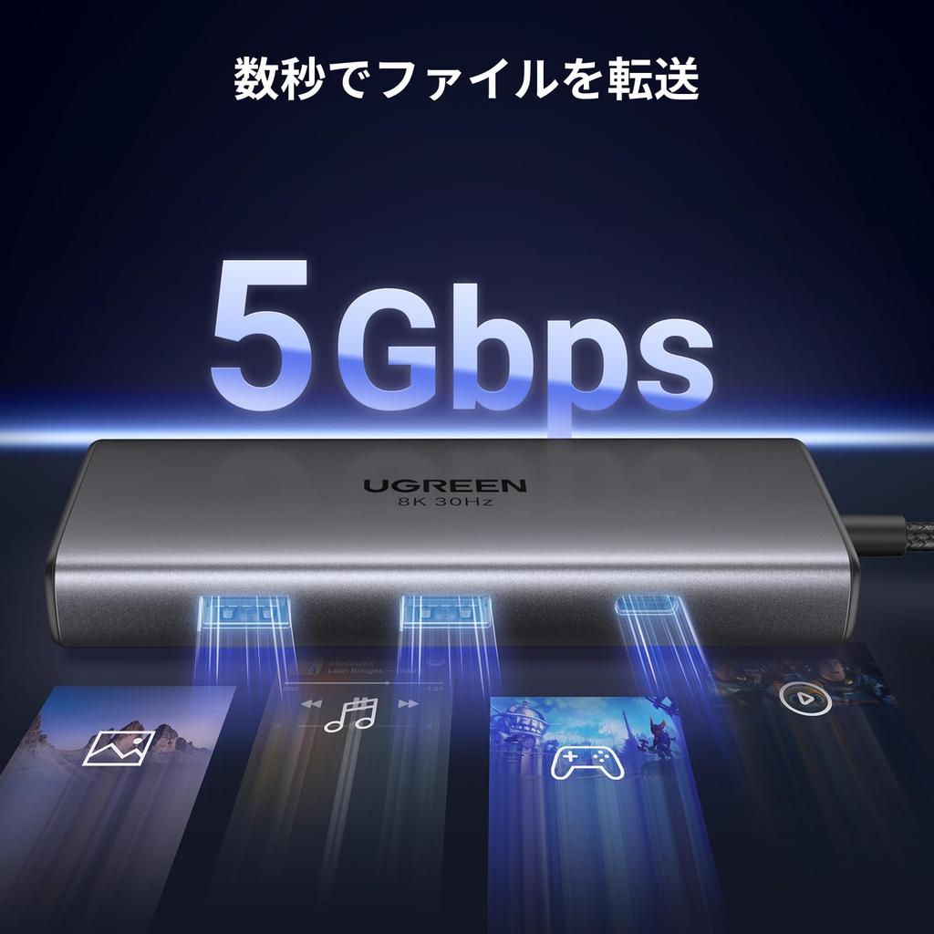 UGREEN Revodok 206 USB C Hub with Dual HDMI Docking Support with Single 100W PD Fast 5Gbps Data Compatible with MacBook and iPad C port does not