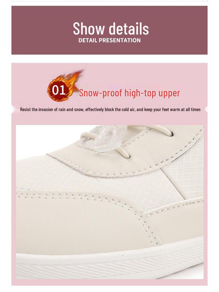 Women's Fleece-Lined Winter Boots, Plus Size, Wide Toe, Thick Cotton, Outdoor Warm Snow Shoes