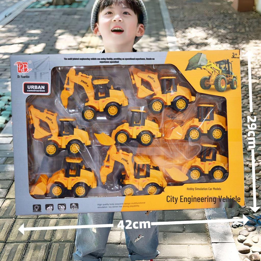 Free Shipping Pull-Back Construction & Firefighting Vehicle Toy Set for Boys - Ideal Gifts for Kindergarten Students