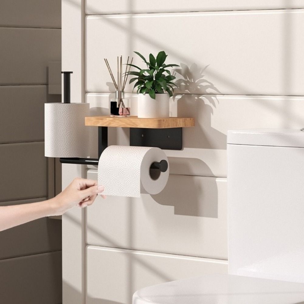 Tiered Design Toilet Paper Holder No-drill Tissue Holder Roll Paper Holder Bathroom