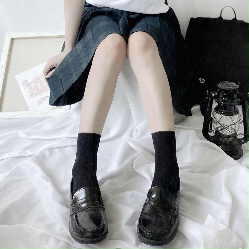 Velvet Calf Socks: Spring/Summer Breathable Over-the-Knee White JK School Style