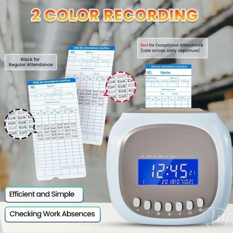 Punch Card Machine Color Attendance Machine Office Punch Card Machine Time Recorder DK Printer Auto-Align Time Card Machine