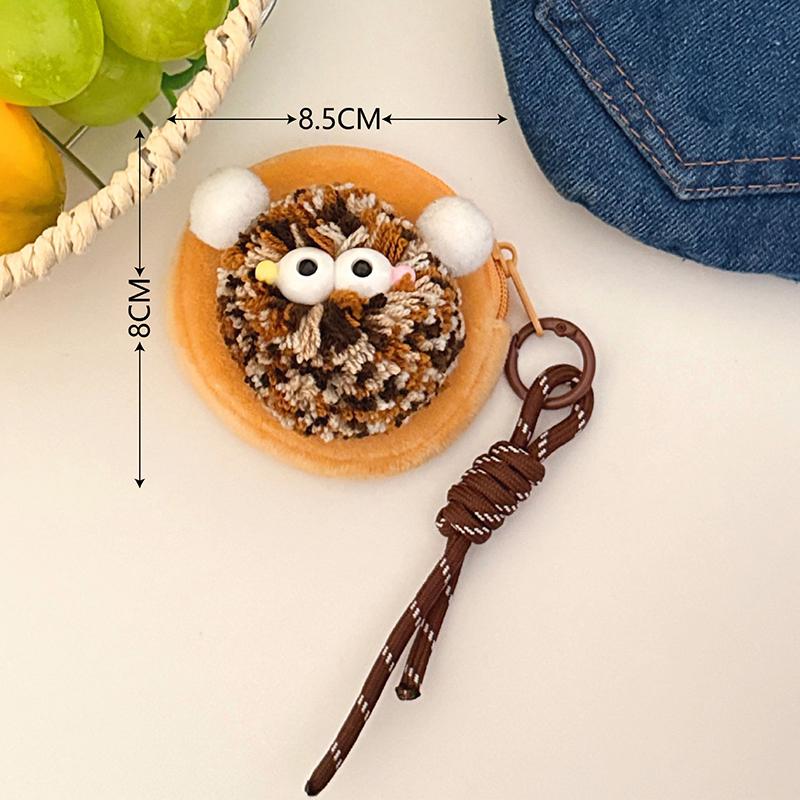 Creative Cute Fur Ball Coin Purse Cartoon Plush Doll Earphone Bag Key Pendant Backpack Hanging Decoration Couple Gifts