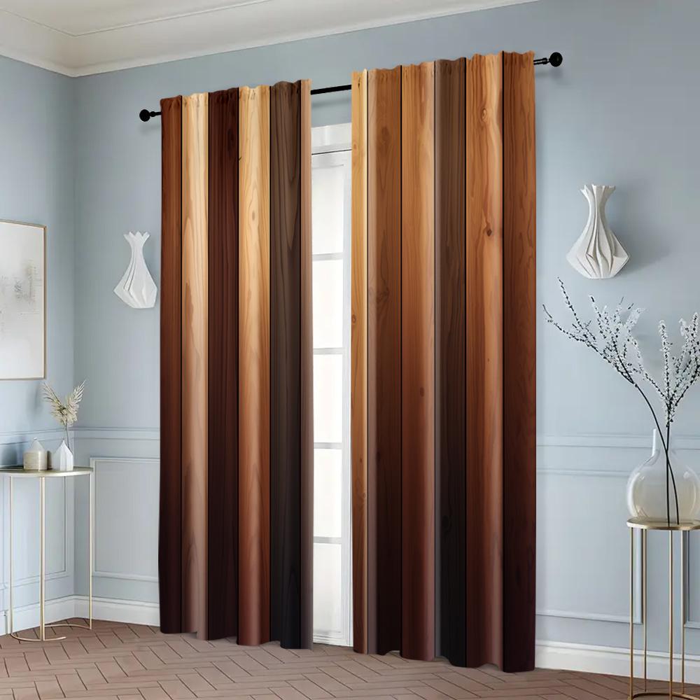 Set Of 2 Curtains Drapes Abstract Woodblock Printing Versatile Polyester Without Rod Holiday Living Room Bedroom Curtain Perfect For Area