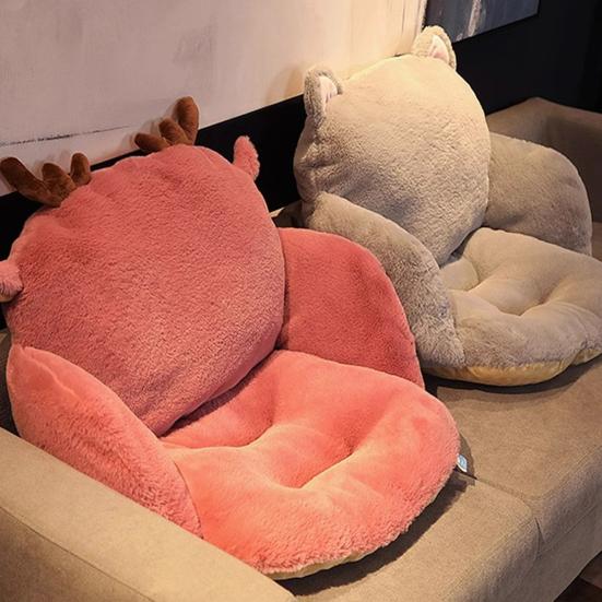 Cute Chair Cushion Comfy Plush Seat Cushion with Backrest Non-Slip Floor Pillow Tatami Seat Pad for Office Lazy Sofa Bedroom